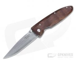 MCusta Classic Wave San Mai Damascus Ironwood Liner Lock Folding Knife 18D