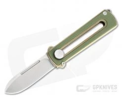 D Rocket Design Al Br BarloX Stonewashed M390 Green G10 Al Bronze Manual OTF Knife