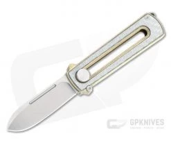 D Rocket Design Al Br BarloX Stonewashed M390 Silver Carbon Fiber Al Bronze Manual OTF Knife