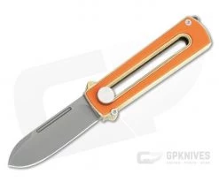 D Rocket Design Al Br BarloX Black PVD M390 Orange G10 Al Bronze Manual OTF Knife