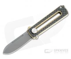 D Rocket Design Al Br BarloX Black PVD M390 Carbon Fiber Al Bronze Manual OTF Knife