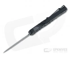 Heretic Custom Colossus Double Edge Hand Ground Reptilian Damascus Python Inlaid Black OTF Automatic 006 -EDC (Every Day Carry) Shop 006 3 8