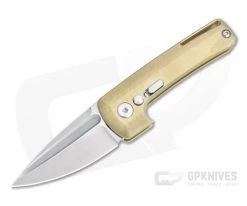 D Rocket Design Harlock Automatic Satin M390 Brass Button Lock Folder 0074