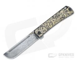 D Rocket Design Jupiter EDC Carbon Damascus StickerBomb Art Titanium Folder 0076