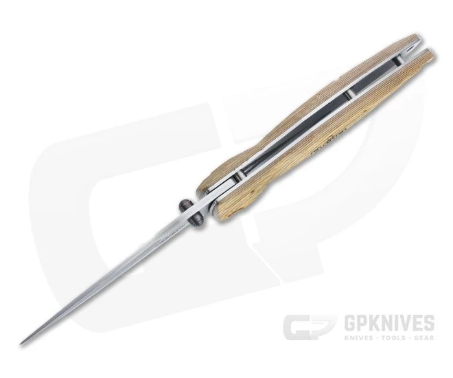 MCusta Sengoku Toyotomi Hideyoshi San Mai Damascus Yellow Pakka Wood Liner Lock Folder 0182D 5 MCusta Sengoku Toyotomi Hideyoshi San Mai Damascus Yellow Pakka Wood Liner Lock Folder 0182D - Image 3