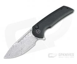 WE Knives x Ferrum Forge Mini Malice Damasteel Stonewashed Black Ti Button Lock Flipper WE054BL-DS1