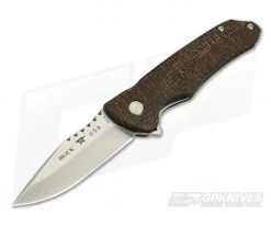 Buck Sprint Pro Brown Burlap Micarta Satin S30V Bearings Flipper 841BRS