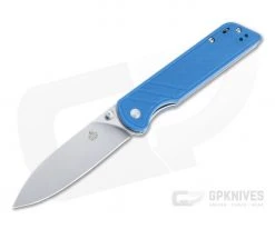 QSP Knives Parrot Drop Point Satin D2 Blue G10 Liner Lock Folder