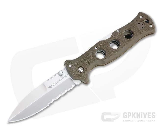 Cold Steel Gunsite Counter Point Part Serrated AUS10A FDE Griv-Ex Back Lock Folder 10ABV3 3 Cold Steel Gunsite Counter Point Part Serrated AUS10A FDE Griv-Ex Back Lock Folder 10ABV3