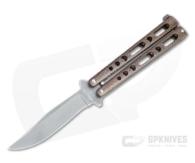 Bear and Son Cutlery Stonewashed Clip Point Copper Vein Butterfly Knife 117CVSW 3 Bear and Son Cutlery Stonewashed Clip Point Copper Vein Butterfly Knife 117CVSW