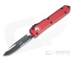 Microtech Ultratech S/E Black Part Serrated M390 Drop Point Red OTF Automatic Knife 121-2RD