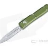 Microtech Ultratech D/E Satin Part Serrated M390 Double Edge OD Green OTF Automatic 122-5OD -EDC (Every Day Carry) Shop 122 5od m390 1