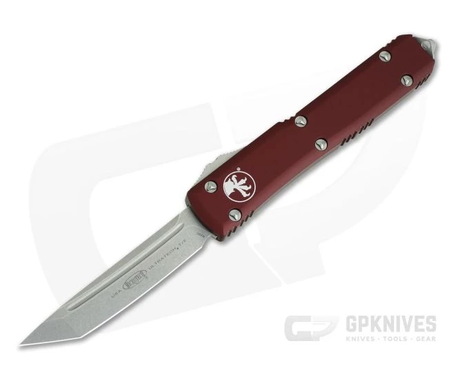 Microtech Ultratech Stonewashed M390 Tanto Merlot OTF Automatic Knife 123-10MR 3 Microtech Ultratech Stonewashed M390 Tanto Merlot OTF Automatic Knife 123-10MR