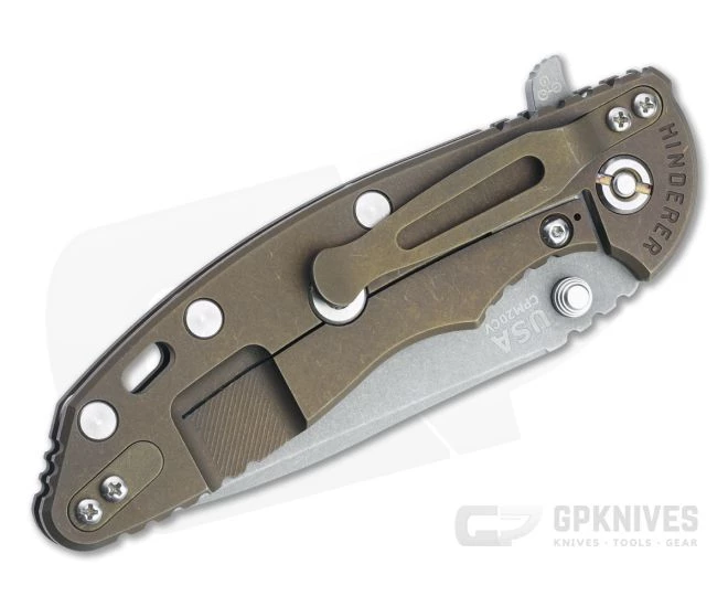Hinderer XM-18 3.5" Spear Point 20CV Gray G10 Battle Bronze Tri-Way Flipper 1266 4 Hinderer XM-18 3.5" Spear Point 20CV Gray G10 Battle Bronze Tri-Way Flipper 1266 - Image 2
