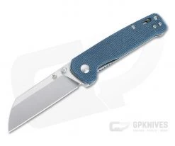 QSP Knives Penguin Sheepsfoot Satin D2 Blue Micarta Liner Lock Folder