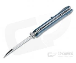 QSP Knives Penguin Sheepsfoot Satin D2 Blue Micarta Liner Lock Folder -EDC (Every Day Carry) Shop 130 h 3