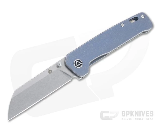 QSP Knives Penguin Sheepsfoot Stonewashed 154CM Blue Titanium Frame Lock Folder 3 QSP Knives Penguin Sheepsfoot Stonewashed 154CM Blue Titanium Frame Lock Folder