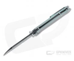 QSP Knives Penguin Sheepsfoot Black Stonewashed 154CM Green Titanium Frame Lock Folder -EDC (Every Day Carry) Shop 130 y 3