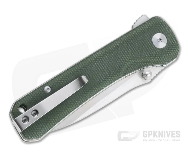 QSP Knives Hawk Satin 14C28N Green Micarta Liner Lock Flipper 4 QSP Knives Hawk Satin 14C28N Green Micarta Liner Lock Flipper - Image 2