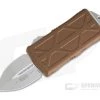 Microtech Exocet Stonewashed 204P Plain Double Edge Tan CA Legal OTF Auto 157-10TA