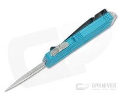 Microtech Exocet Turquoise Handle Stonewashed M390 Plain Double Edge CA Legal OTF Auto 157-10TQ -EDC (Every Day Carry) Shop 157 10tq m390 3