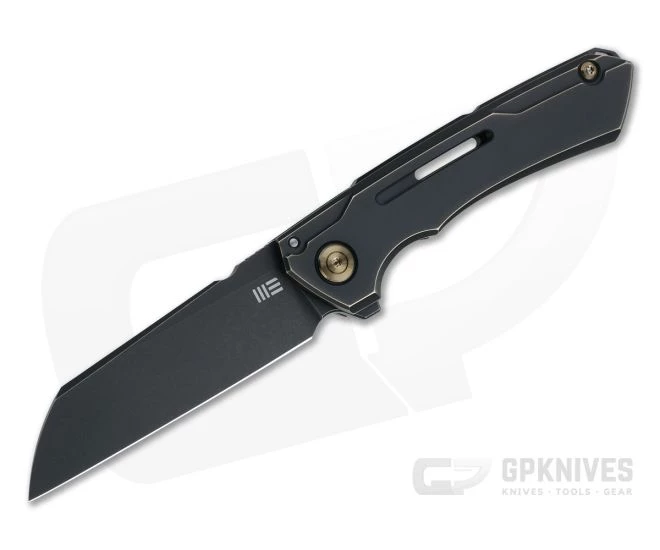 WE Knives 2003B Mini Buster Wharncliffe Black Stonewashed 20CV Antique Bronze Titanium Frame Lock Flipper 3 WE Knives 2003B Mini Buster Wharncliffe Black Stonewashed 20CV Antique Bronze Titanium Frame Lock Flipper