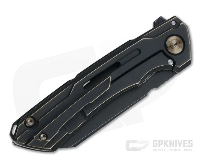 WE Knives 2003B Mini Buster Wharncliffe Black Stonewashed 20CV Antique Bronze Titanium Frame Lock Flipper 4 WE Knives 2003B Mini Buster Wharncliffe Black Stonewashed 20CV Antique Bronze Titanium Frame Lock Flipper - Image 2