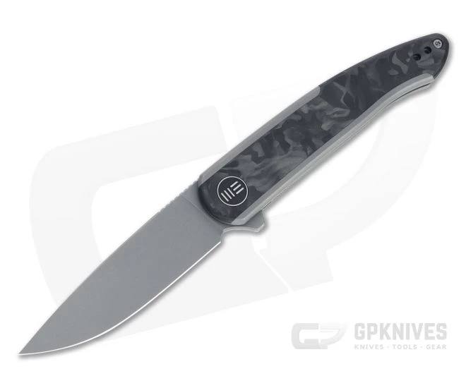 WE Knives Smooth Sentinel Gray Stonewashed 20CV Marbled Carbon Fiber Inlaid Flipper WE20043-1 3 WE Knives Smooth Sentinel Gray Stonewashed 20CV Marbled Carbon Fiber Inlaid Flipper WE20043-1