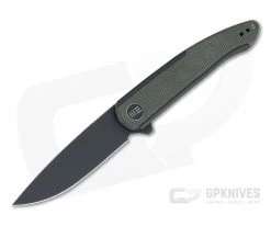 WE Knives Smooth Sentinel Black Stonewashed 20CV Green Micarta Inlaid Flipper WE20043-4