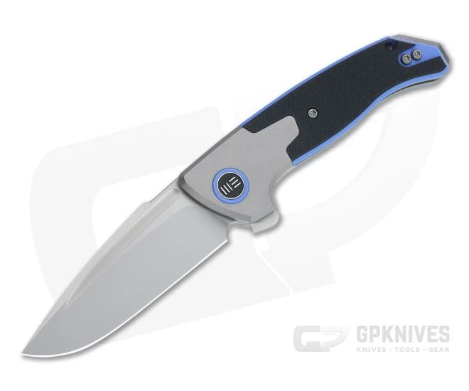 WE Knives x Elishewitz Press Check Drop Point Bead Blast 20CV Blue/Black G10 Titanium Flipper WE20078B-2 3 WE Knives x Elishewitz Press Check Drop Point Bead Blast 20CV Blue/Black G10 Titanium Flipper WE20078B-2