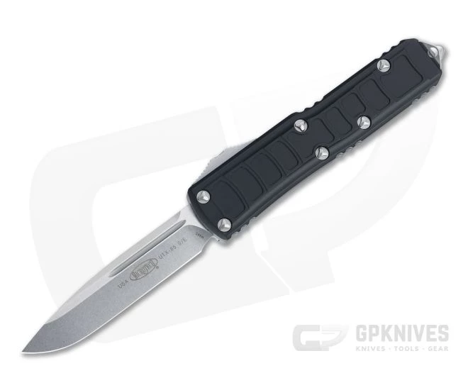 Microtech UTX-85 II S/E Signature Stonewashed M390 Drop Point Black Stepside OTF Automatic Knife 231II-10S 3 Microtech UTX-85 II S/E Signature Stonewashed M390 Drop Point Black Stepside OTF Automatic Knife 231II-10S