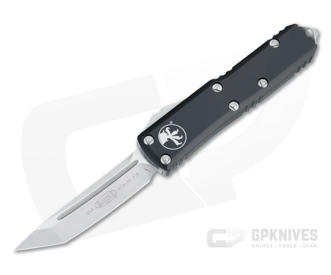 Microtech UTX-85 Tanto Satin Elmax Black OTF Automatic Knife 233-4 3 Microtech UTX-85 Tanto Satin Elmax Black OTF Automatic Knife 233-4