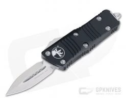 Microtech Mini Troodon D/E Satin M390 Double Edge Black OTF Automatic 238-4