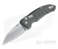 Hogue A01 MicroSwitch Tumbled Wharncliffe Gray Aluminum Button Lock Automatic 24102