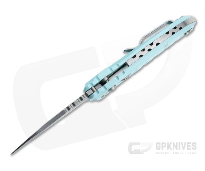 Hogue A01 MicroSwitch Tumbled Wharncliffe Aquamarine Aluminum Button Lock Automatic 24103 5 Hogue A01 MicroSwitch Tumbled Wharncliffe Aquamarine Aluminum Button Lock Automatic 24103 - Image 3