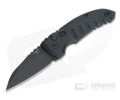 Hogue A01 MicroSwitch Black Cerakote Wharncliffe Black Aluminum Button Lock Automatic 24106