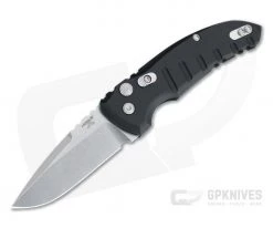 Hogue A01 MicroSwitch Tumbled Drop Point Black Aluminum Button Lock Automatic 24110