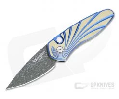 Protech Sprint Titanium Custom Vegas Forge Spirograph Damascus Two-Tone 3D Wave Automatic 2951-S