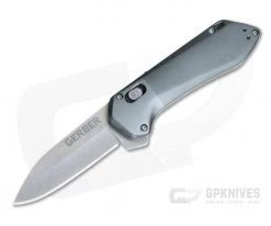 Gerber Highbrow Compact Grey Stonewashed Plain Assisted Flipper 30-001518N