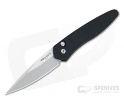 Protech Newport Solid Black Stonewashed S35VN Automatic 3405