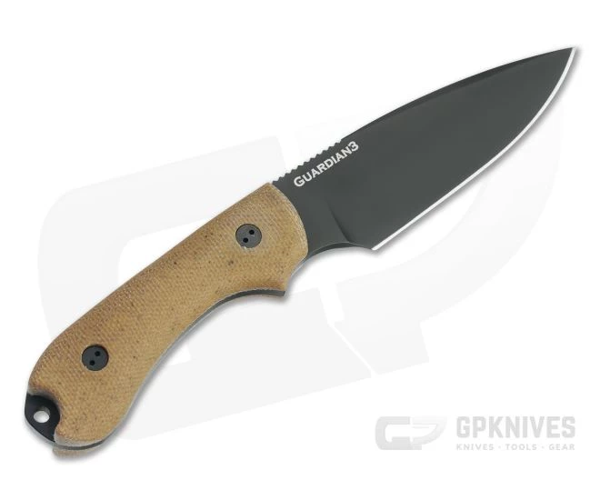 Bradford Guardian3 False Edge GPK Exclusive Black DLC Rex 45 3D Natural Micarta Fixed Blade 5 Bradford Guardian3 False Edge GPK Exclusive Black DLC Rex 45 3D Natural Micarta Fixed Blade - Image 3