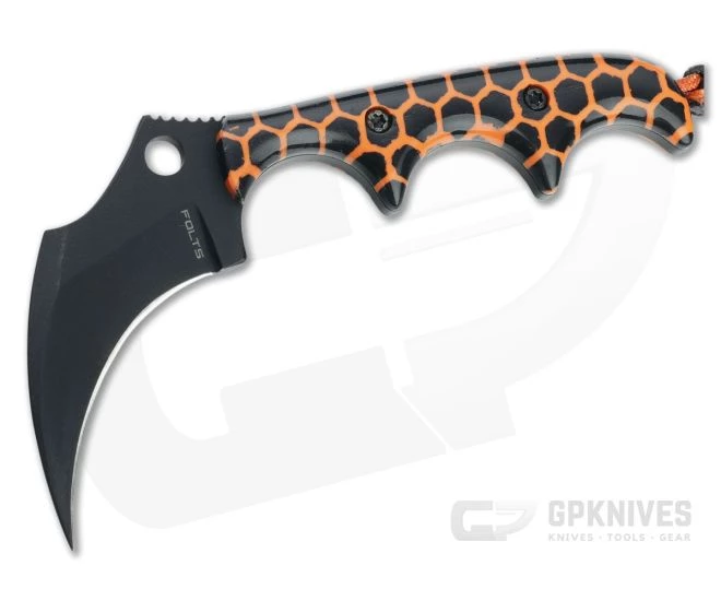 Alan Folts Custom KeraMinimalist Black CPM-154 Orange Matrix Acrylic Fixed Blade Neck Knife 4647 3 Alan Folts Custom KeraMinimalist Black CPM-154 Orange Matrix Acrylic Fixed Blade Neck Knife 4647