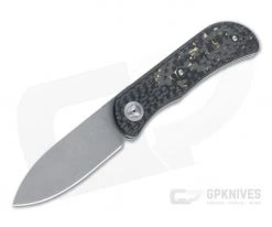 Burger Custom EXK Plus Acid Wash M390 Snakeskin Gold Fatcarbon Inlaid Carbon Fiber Front Flipper 4666