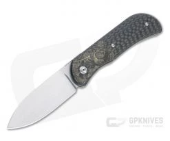 Burger Custom EXK Plus Satin M390 Dark Matter Gold Fatcarbon Bolster Carbon Fiber Front Flipper 4668
