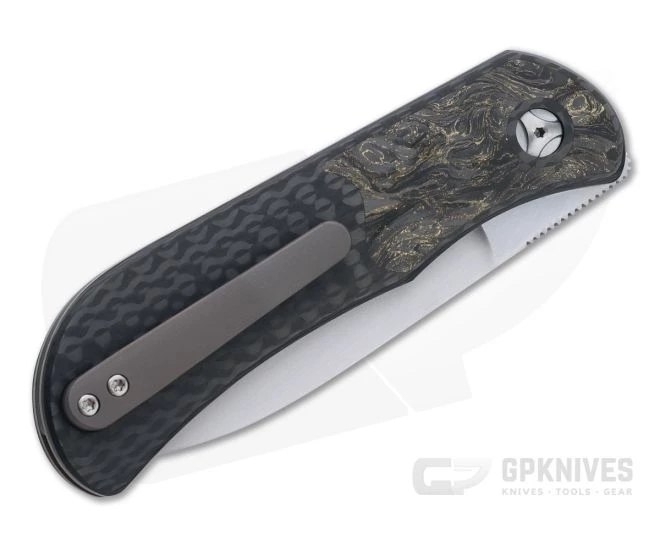 Burger Custom EXK Plus Satin M390 Dark Matter Gold Fatcarbon Bolster Carbon Fiber Front Flipper 4668 4 Burger Custom EXK Plus Satin M390 Dark Matter Gold Fatcarbon Bolster Carbon Fiber Front Flipper 4668 - Image 2
