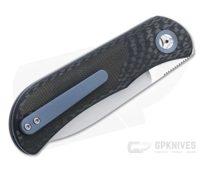 Burger Custom EXK Plus Satin M390 Green Micarta Inlaid Carbon Fiber Front Flipper 4670 4 Burger Custom EXK Plus Satin M390 Green Micarta Inlaid Carbon Fiber Front Flipper 4670 - Image 2