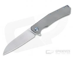 Burger Custom Sierra Satin Elmax Blue Hardware Titanium Frame Lock Flipper 4692