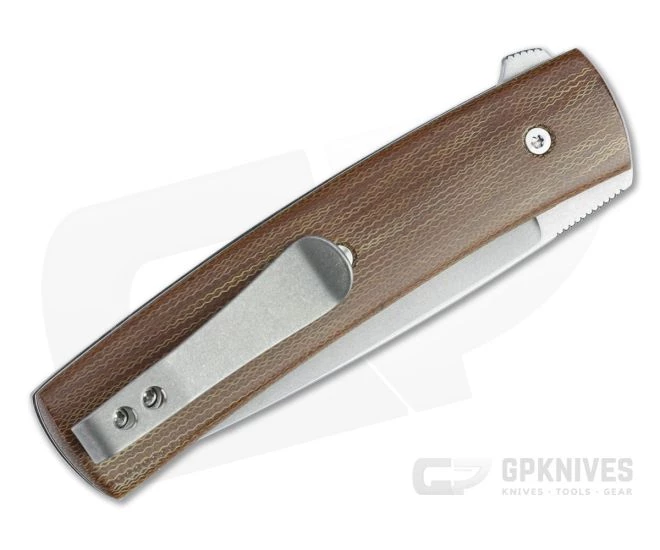 Brad Zinker FR LLF Stonewashed CPM-154 Crosscut Natural Micarta Liner Lock Flipper 4712 4 Brad Zinker FR LLF Stonewashed CPM-154 Crosscut Natural Micarta Liner Lock Flipper 4712 - Image 2