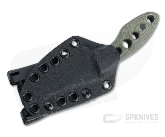 Tom Krein Custom Tusk Bowie Acid Washed XHP Speed Hole Green Linen Micarta Fixed Blade 4 Tom Krein Custom Tusk Bowie Acid Washed XHP Speed Hole Green Linen Micarta Fixed Blade - Image 2