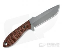 Tom Krein Custom Tank Tanto Acid Washed Nitro-V Anso Milled Pumpkin G10 Fixed Blade -EDC (Every Day Carry) Shop 4805 3